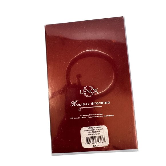 Lenox Holiday Stocking Silverplated Ornament 4 Inch With Box - Picture 3 of 7